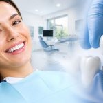 Paciente com prótese fixa provisória após colocação de implantes dentários no próprio dia