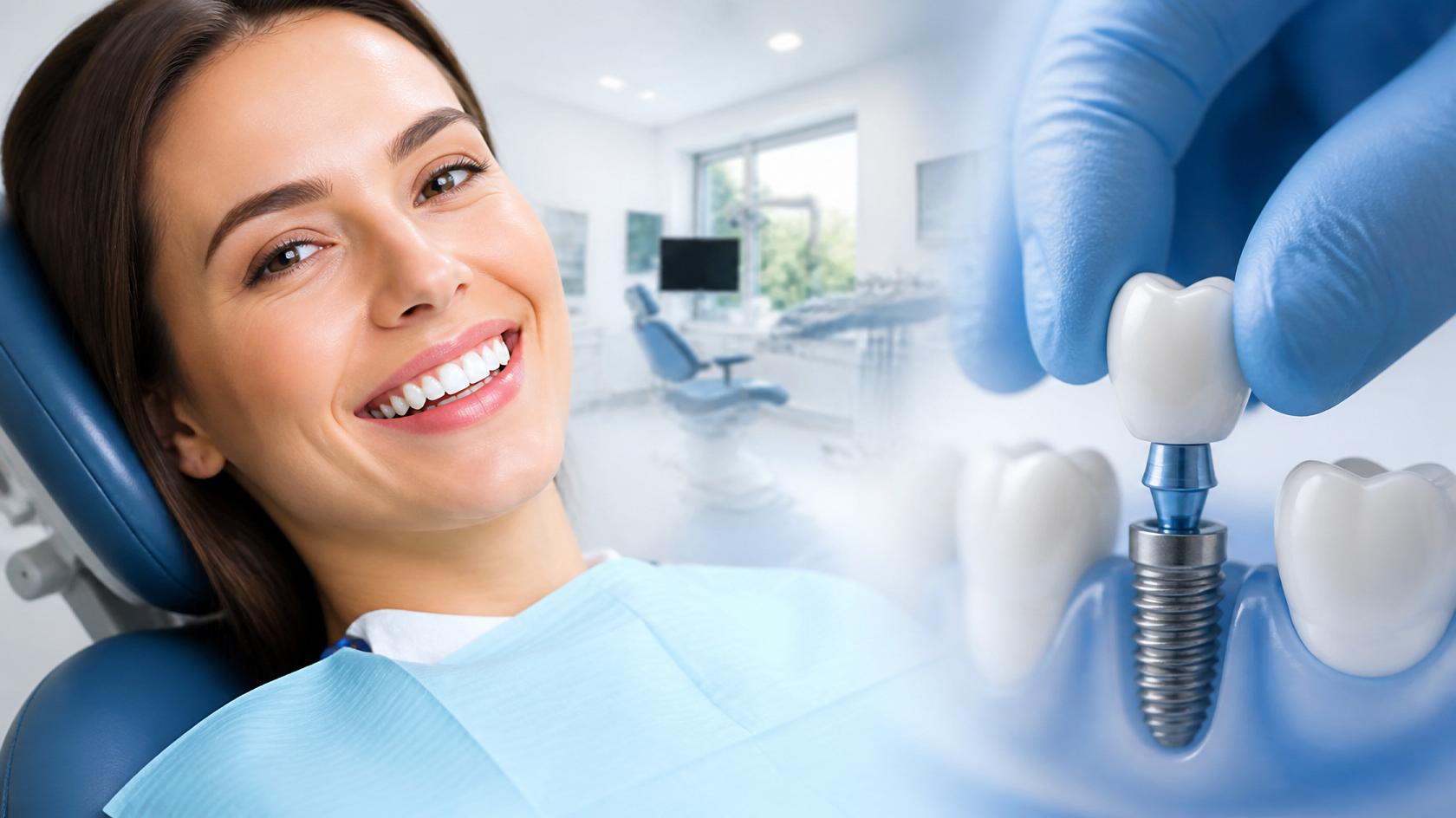 Paciente com prótese fixa provisória após colocação de implantes dentários no próprio dia