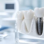 Médico dentista a colocar um implante dentário durante uma cirurgia com anestesia local
