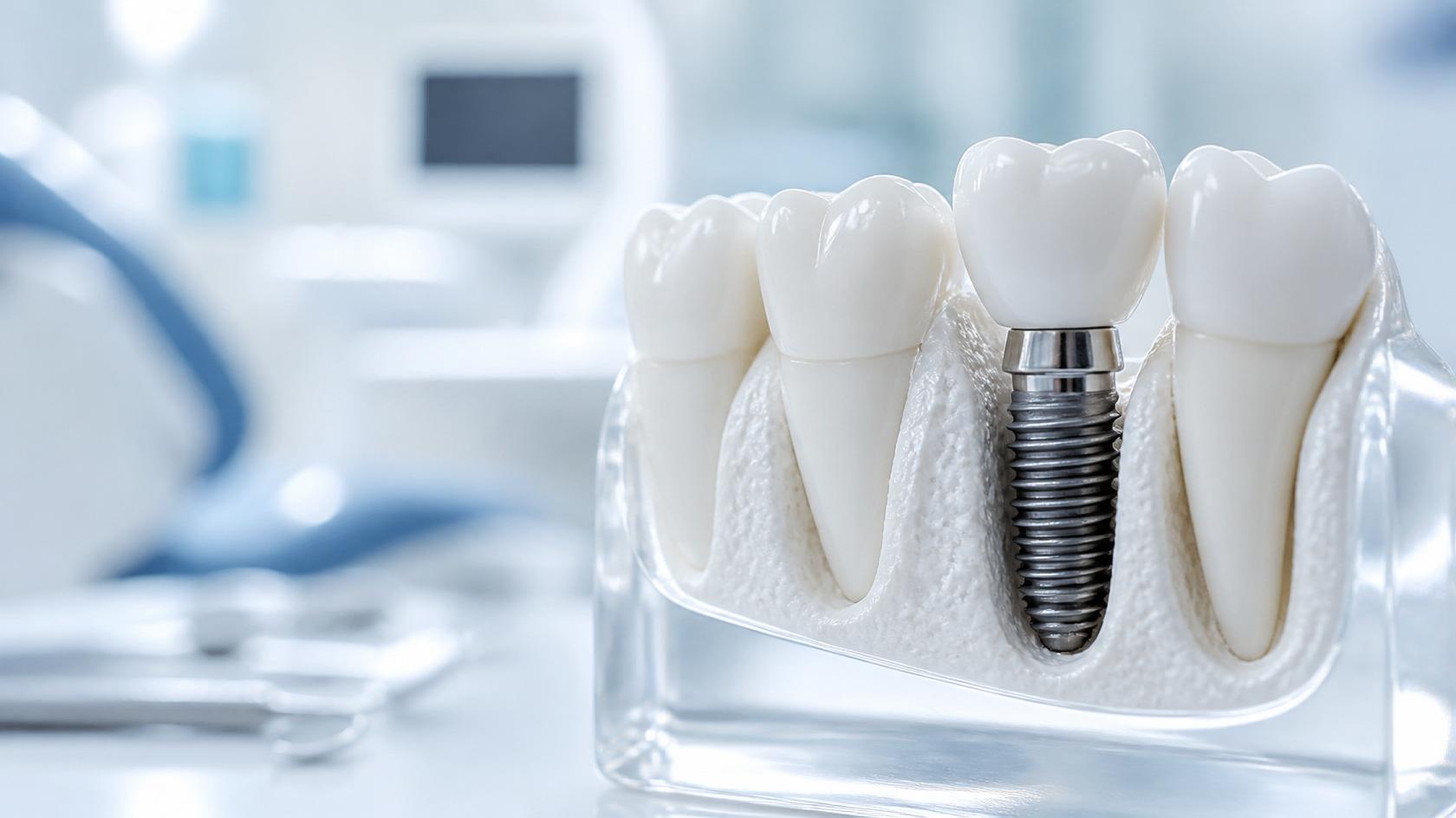 Médico dentista a colocar um implante dentário durante uma cirurgia com anestesia local