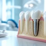 Tomografia dentária utilizada para planear implantes em paciente com perda óssea maxilar