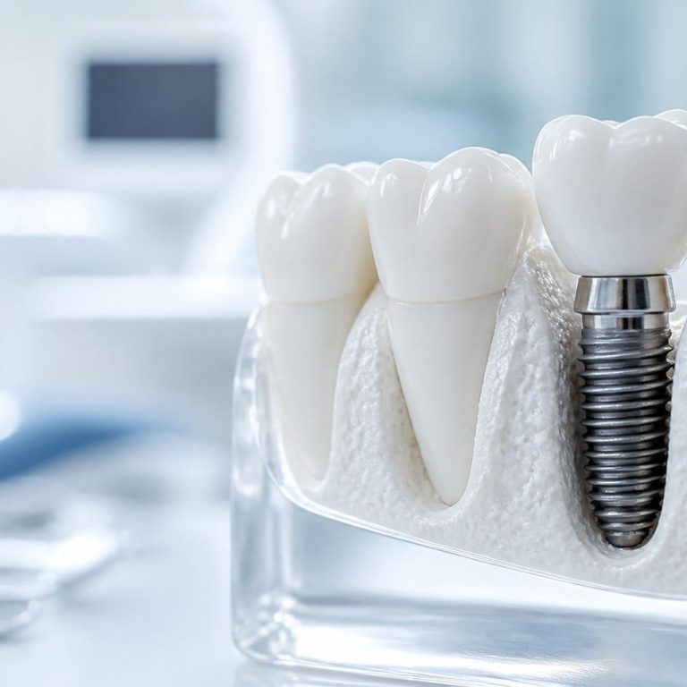 Médico dentista a colocar um implante dentário durante uma cirurgia com anestesia local